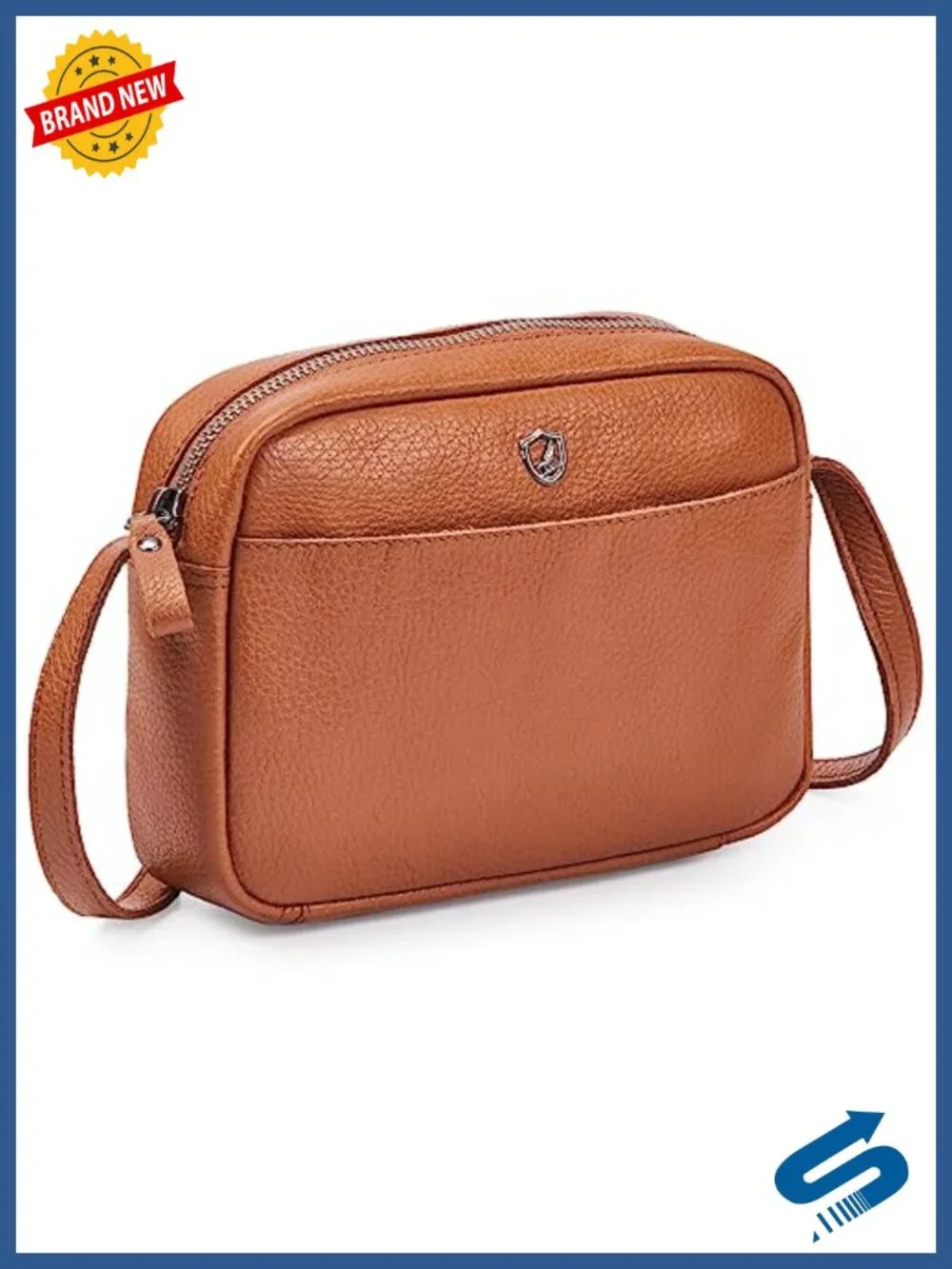 Genuine Leather Crossbody Sling Bag with Card Case